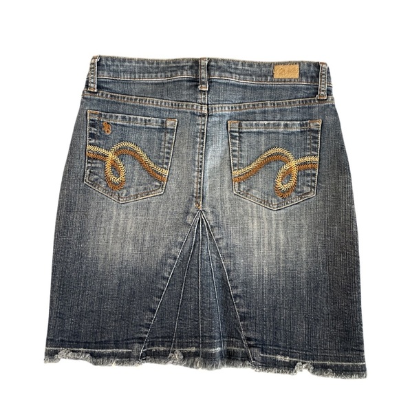See Thru Soul 90s Y2K Denim Skirt Women’s 27 Raw Edge Western Cowgirl Distressed - Picture 2 of 12